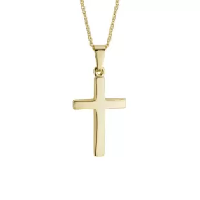 14K YELLOW GOLD CONTOURED CROSS NECKLACE