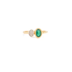 18K Gold Emerald & Diamond Open Ring