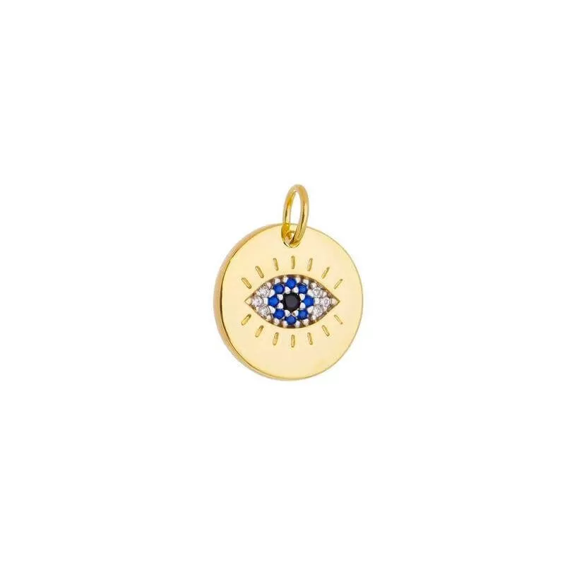 18k Gold Filled Evil Eye, Lucky Clover, Cross Charm Necklace