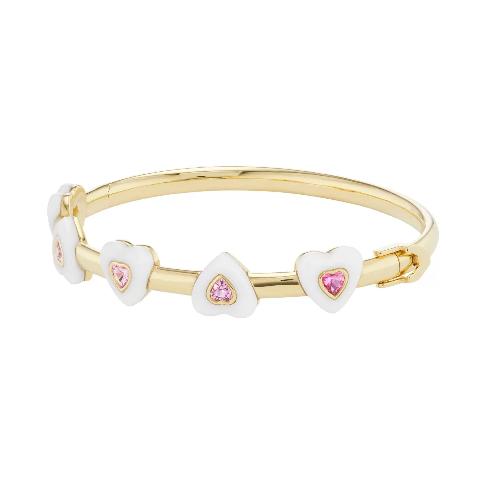 18K Yellow Gold Pink Sapphire Medium Heart Bracelet