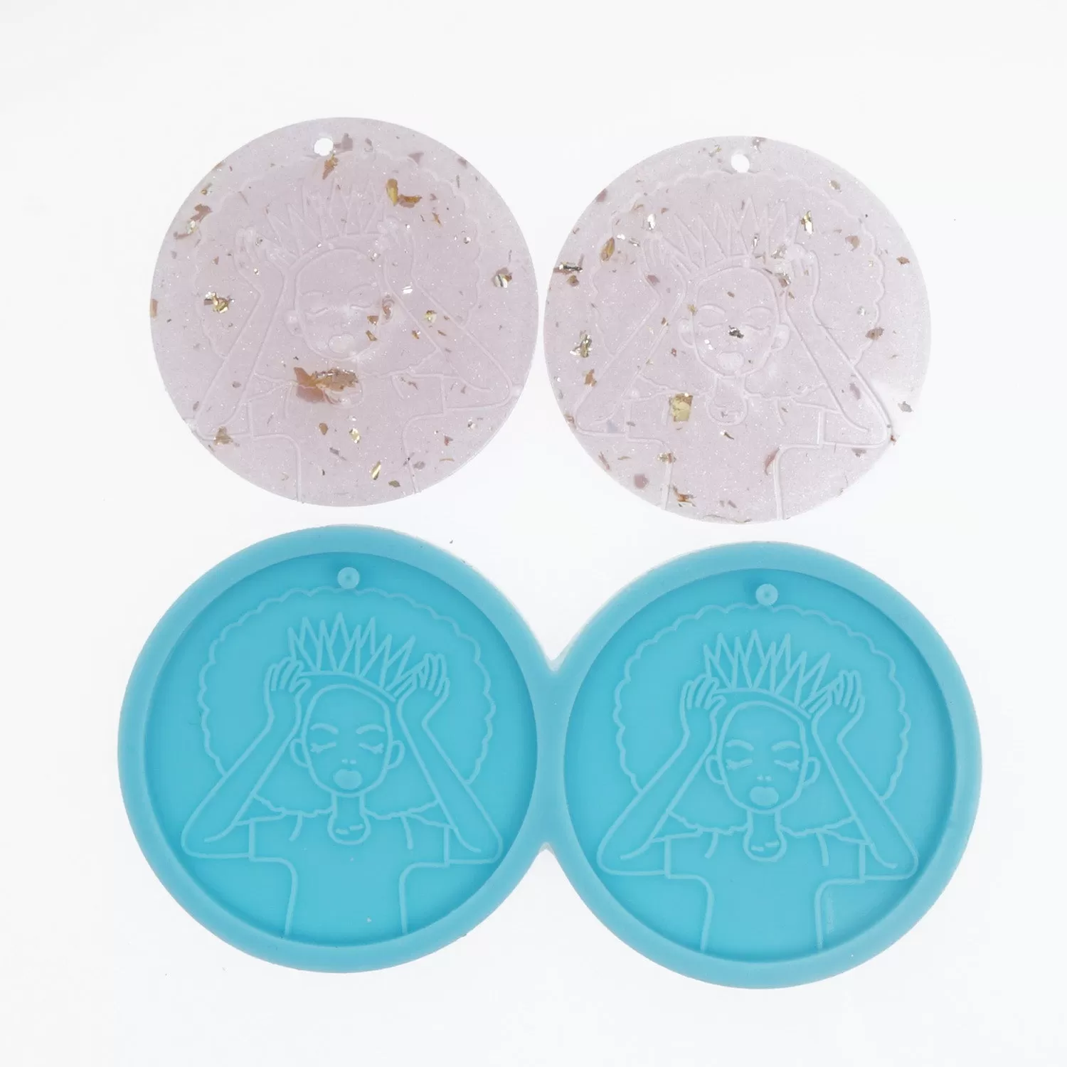 1PC Silicone Earring Mold Crown Girl Resin Earring Charm DIY Resin Earring Mold 10386452