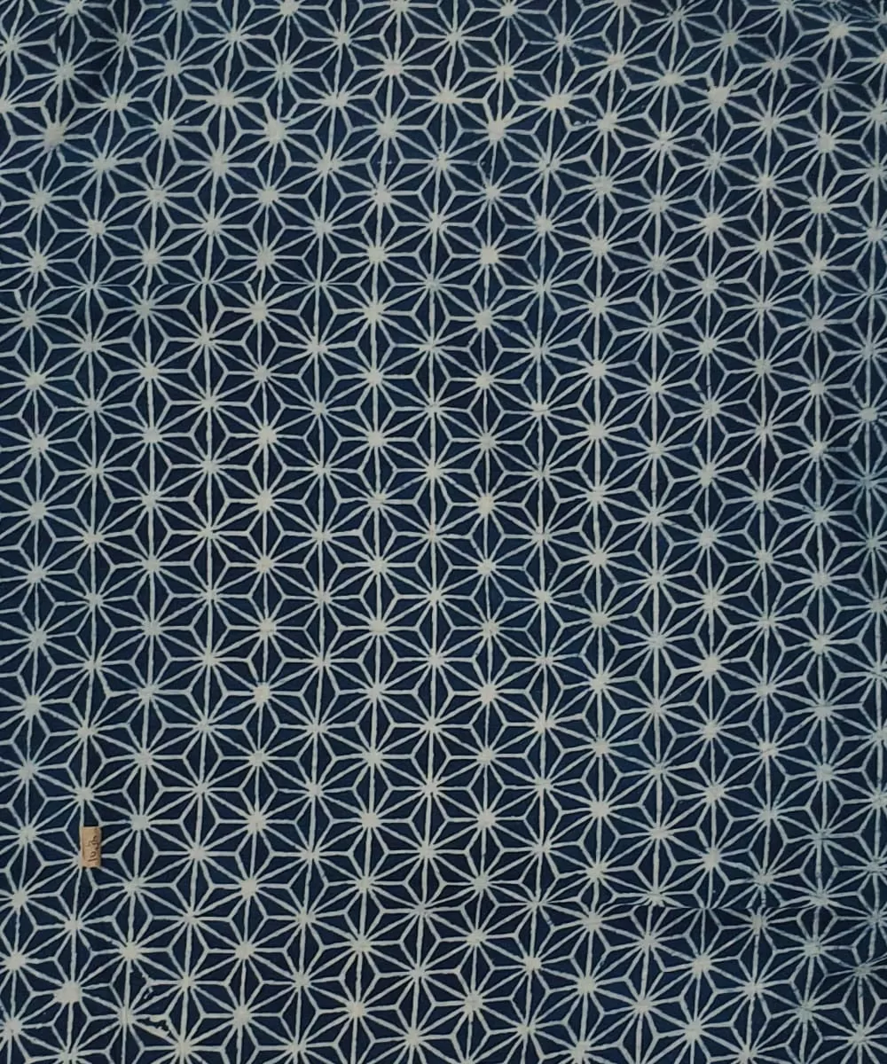 2.5m Blue symmetrical handblock printed cotton kurta material