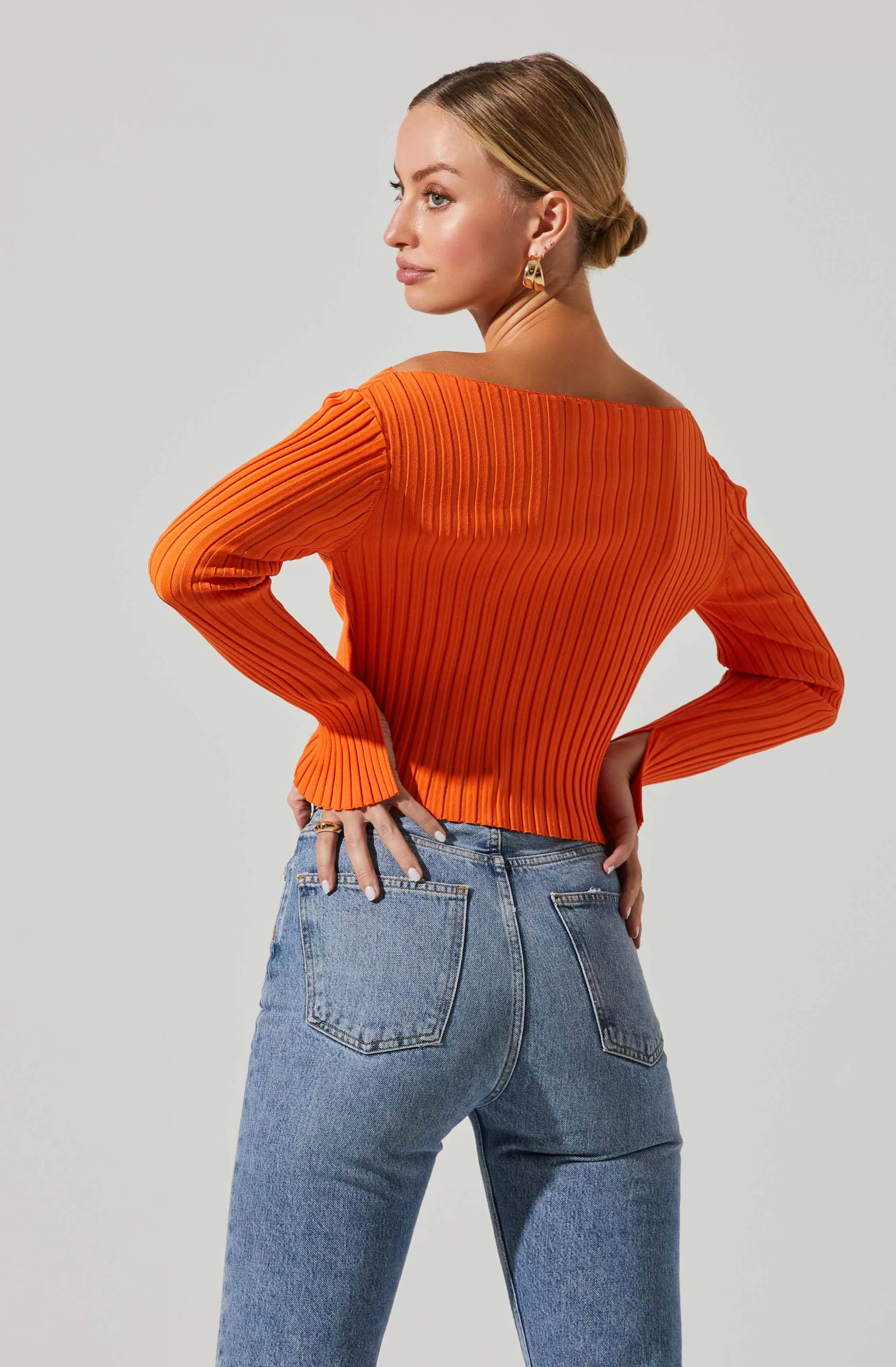 Alessandra Ribbed Off Shoulder Sweater