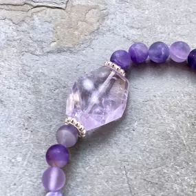 Amethyst Gemstones and Sterling Silver stretch Bracelet