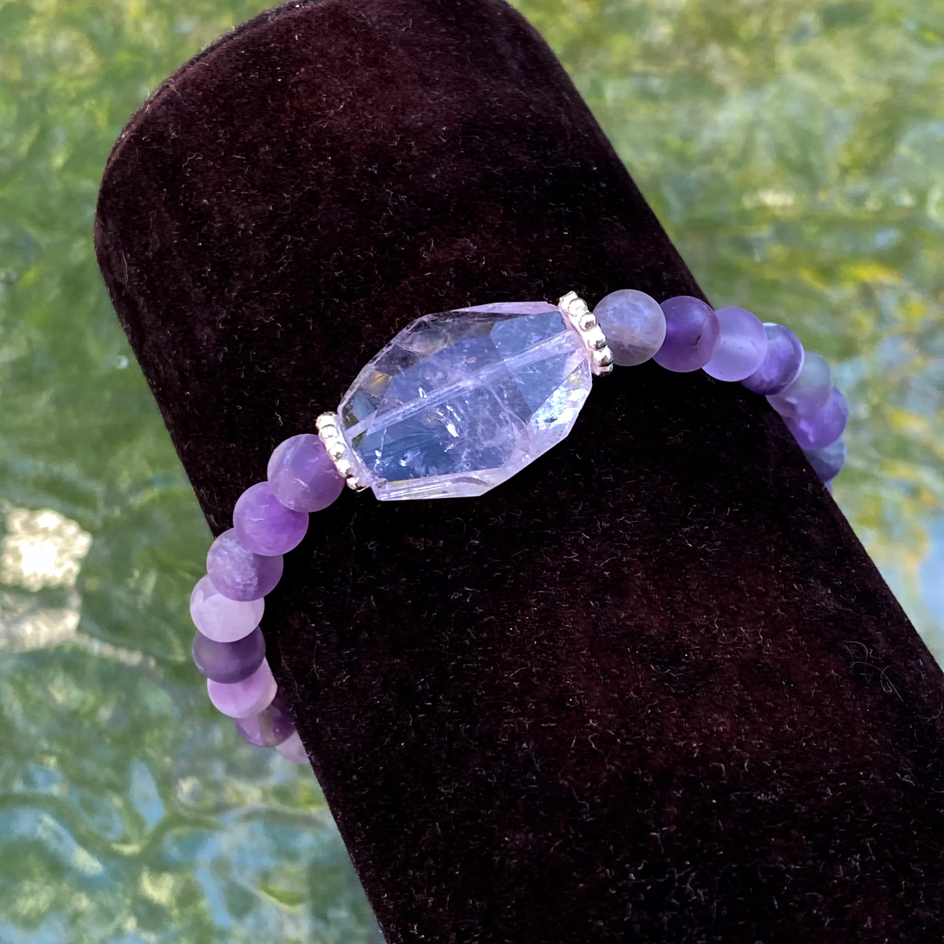 Amethyst Gemstones and Sterling Silver stretch Bracelet