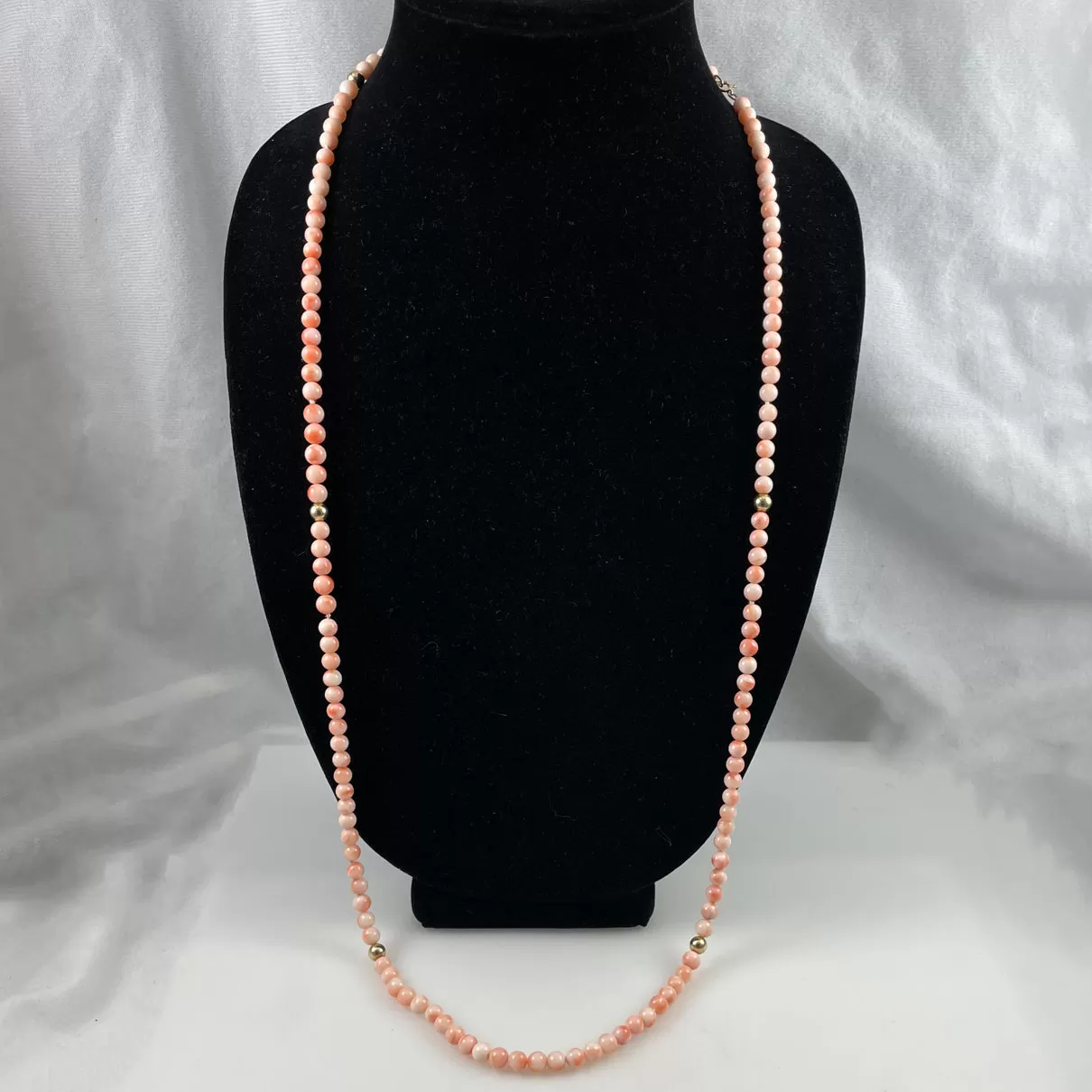 Angel Skin Pink Coral & 14K Gold Long Necklace