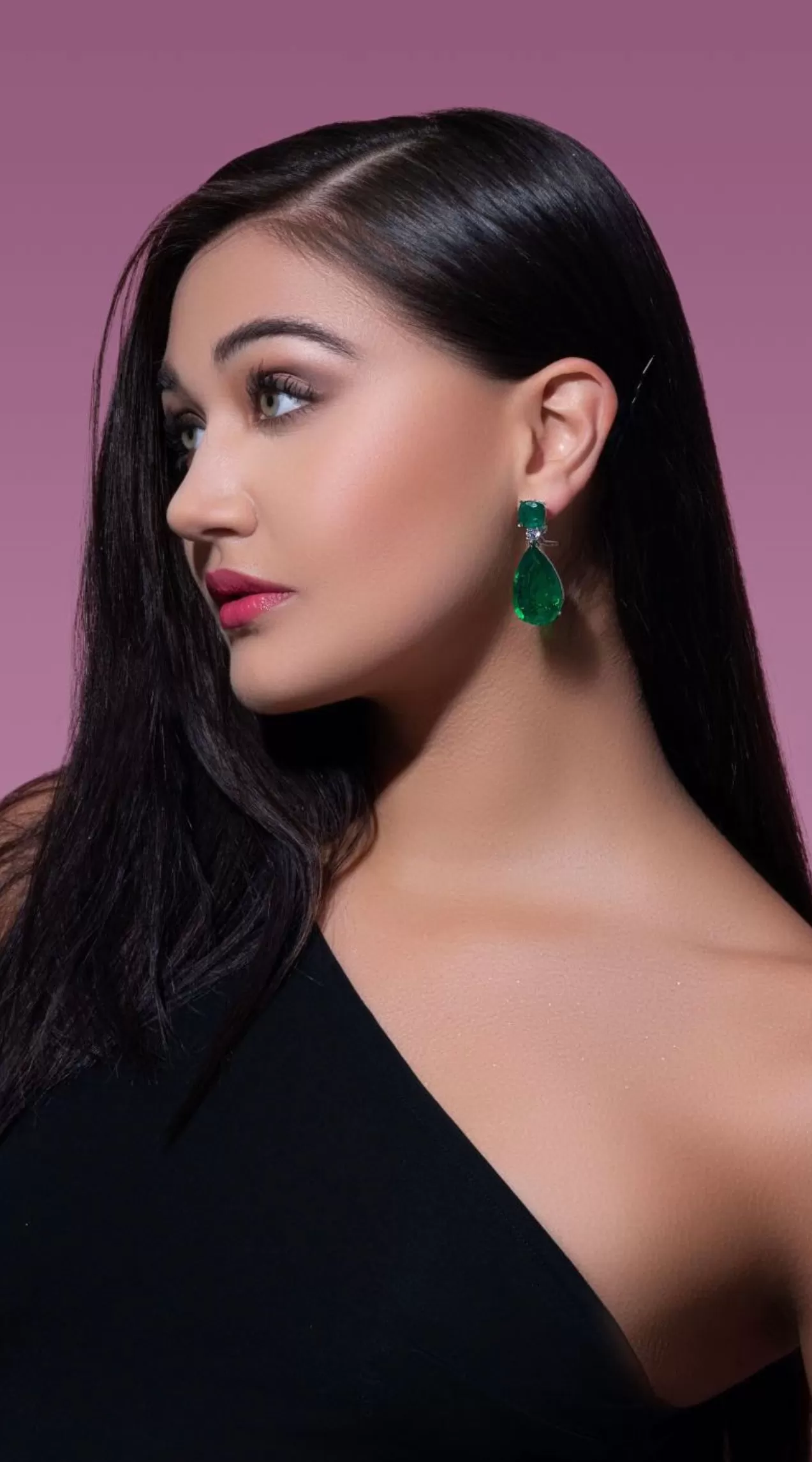 Angelina Statement Drop Earrings- Emerald Green- Jaipur Rose Gold Plated Luxury Designer Indian Jewelry