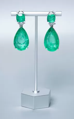 Angelina Statement Drop Earrings- Emerald Green- Jaipur Rose Gold Plated Luxury Designer Indian Jewelry