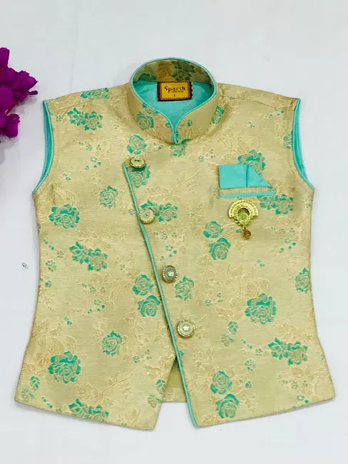 Appealing Sky Blue Color Kids Dhoti Style Pant With Brooch Pin