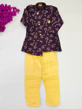 Appealing Violet Color Designer Printed Kids Kurta Pajama Sets