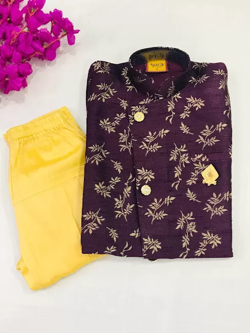 Appealing Violet Color Designer Printed Kids Kurta Pajama Sets