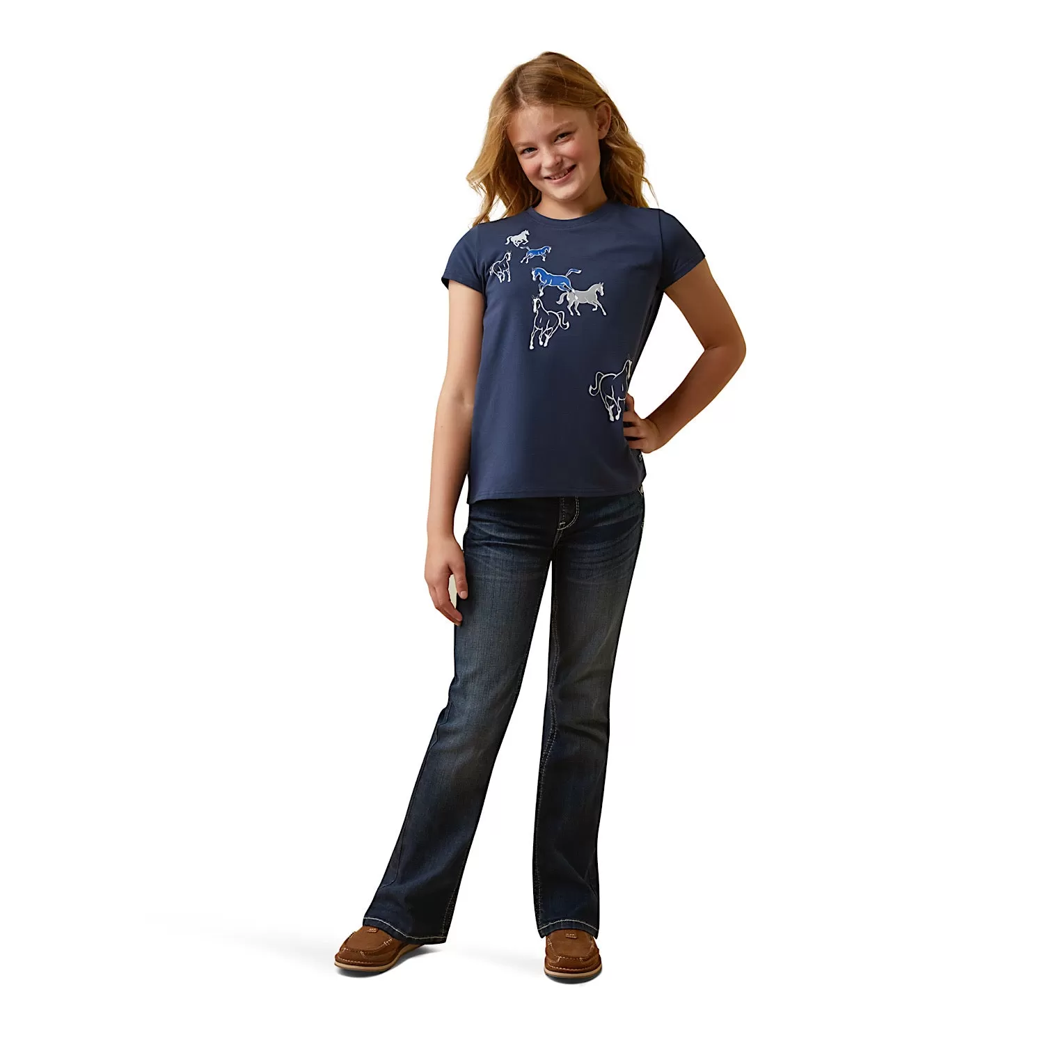 Ariat Girl's Frolic SS T-Shirt Navy Eclipse