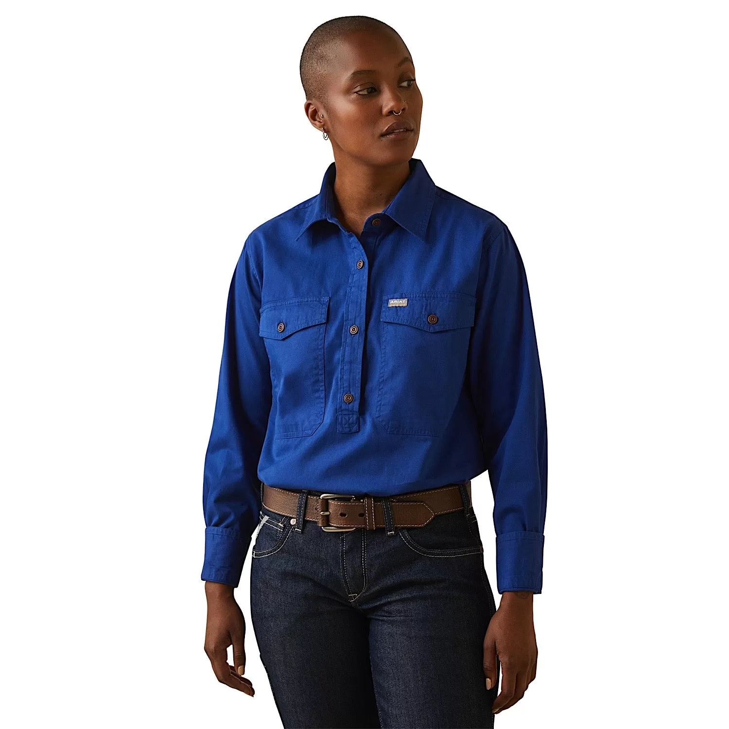 Ariat Womens Half Button L/S Workshirt Cobalt