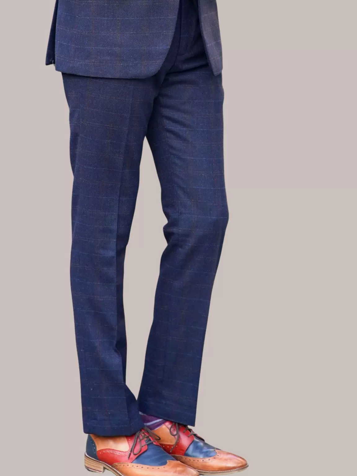 Barucci Bruno Men's Vintage Navy Tweed Trousers