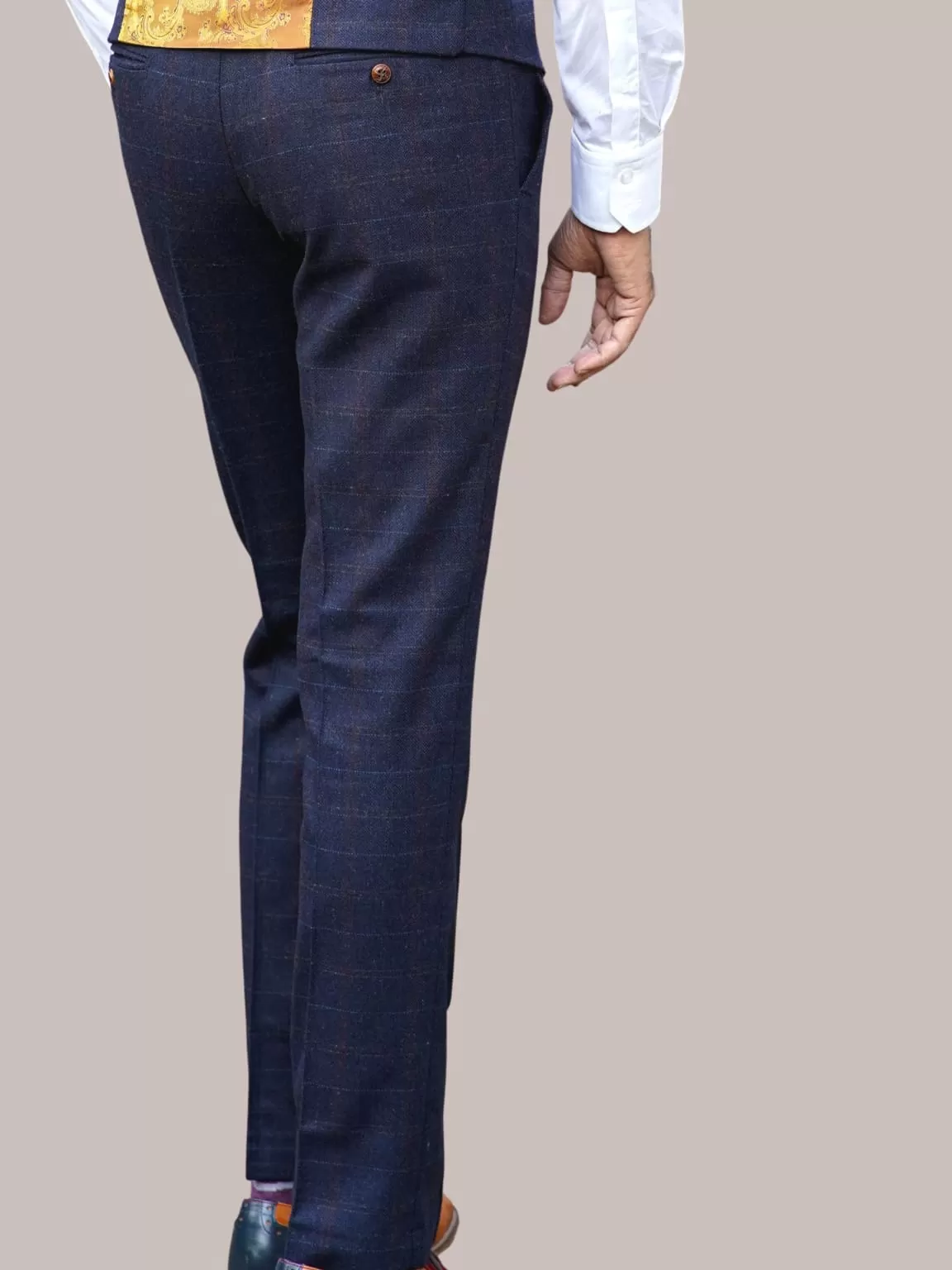 Barucci Bruno Men's Vintage Navy Tweed Trousers