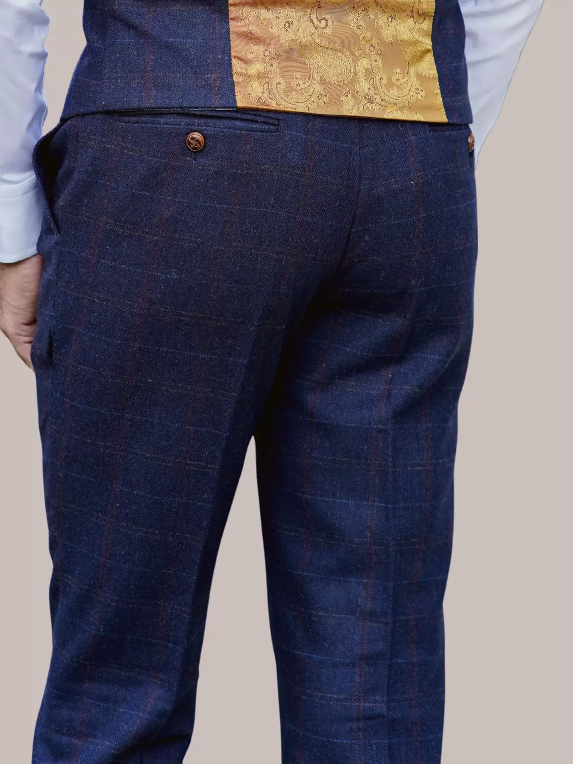 Barucci Bruno Men's Vintage Navy Tweed Trousers