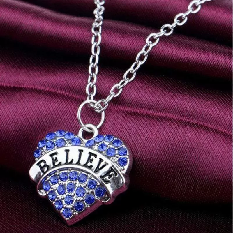 Believe In Your Heart Blue Rhinestone Necklace