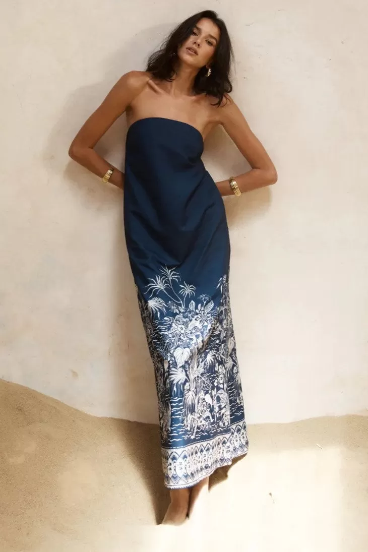 Belize Maxi Dress - Navy/Sand