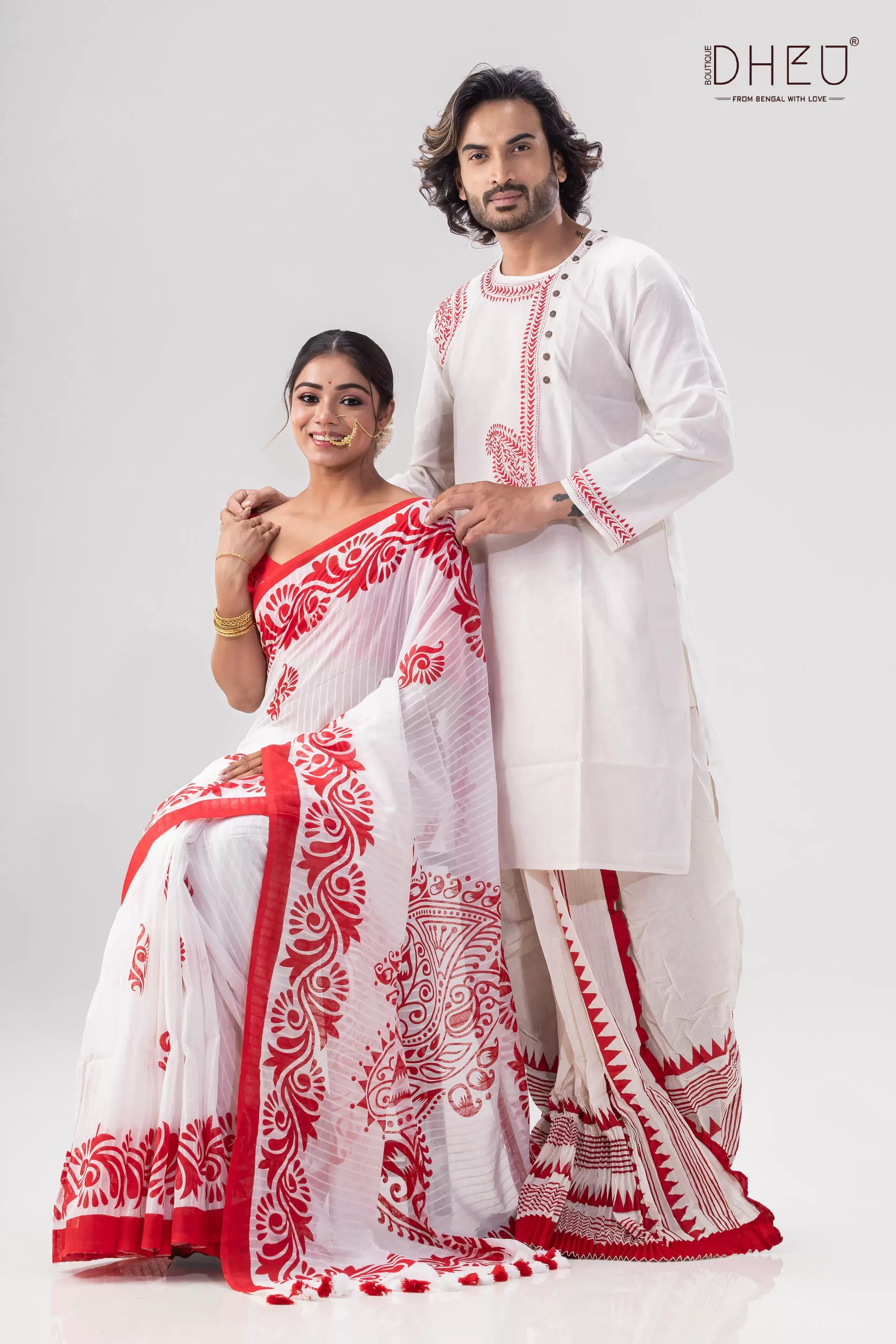 Bijoya - Kurta - Saree Couple Set