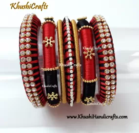 Black and Red Silk thread Designer Bangles