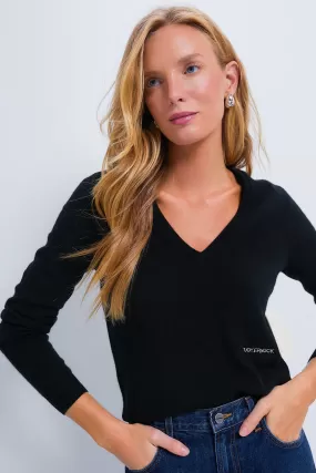 Black Cashmere V-Neck Sweater