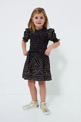 Blue Delphine Puff Sleeve Smocked Dress