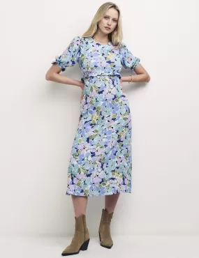 Blue Floral Felicia Midi Dress