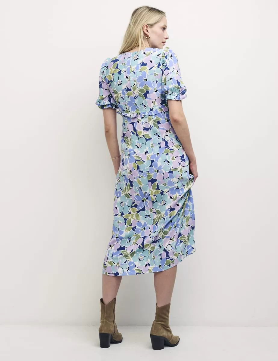 Blue Floral Felicia Midi Dress