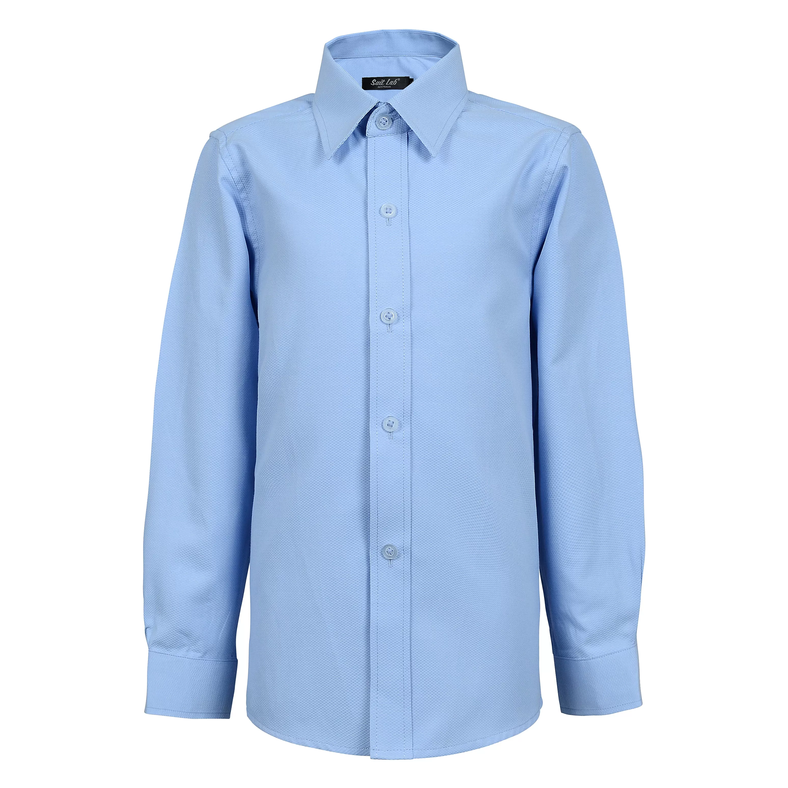 Boys Blue Textured Dress Shirt