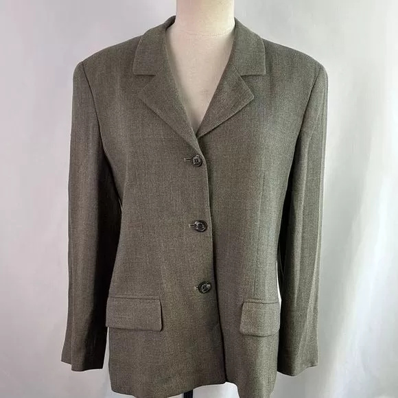 BurberryVintageOlive Jacket and Skirt Suit Set