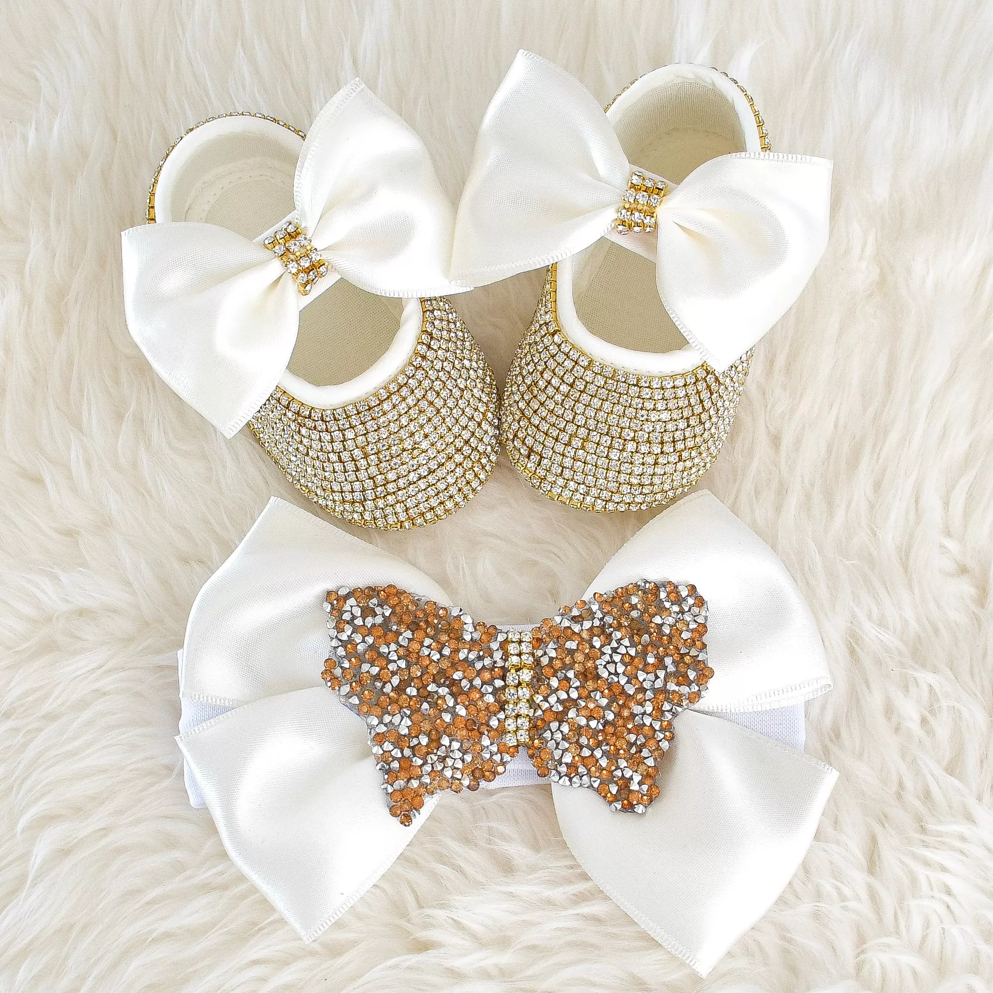 Butterfly Baby Girl Swarovski Shoes and Pacifier Gift Set