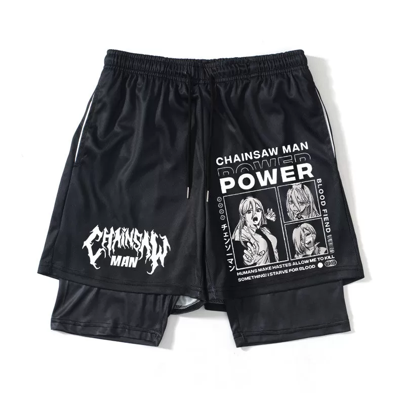 Chainsaw Men Power Sport 2 in-1 Anime Pant Short High Quality