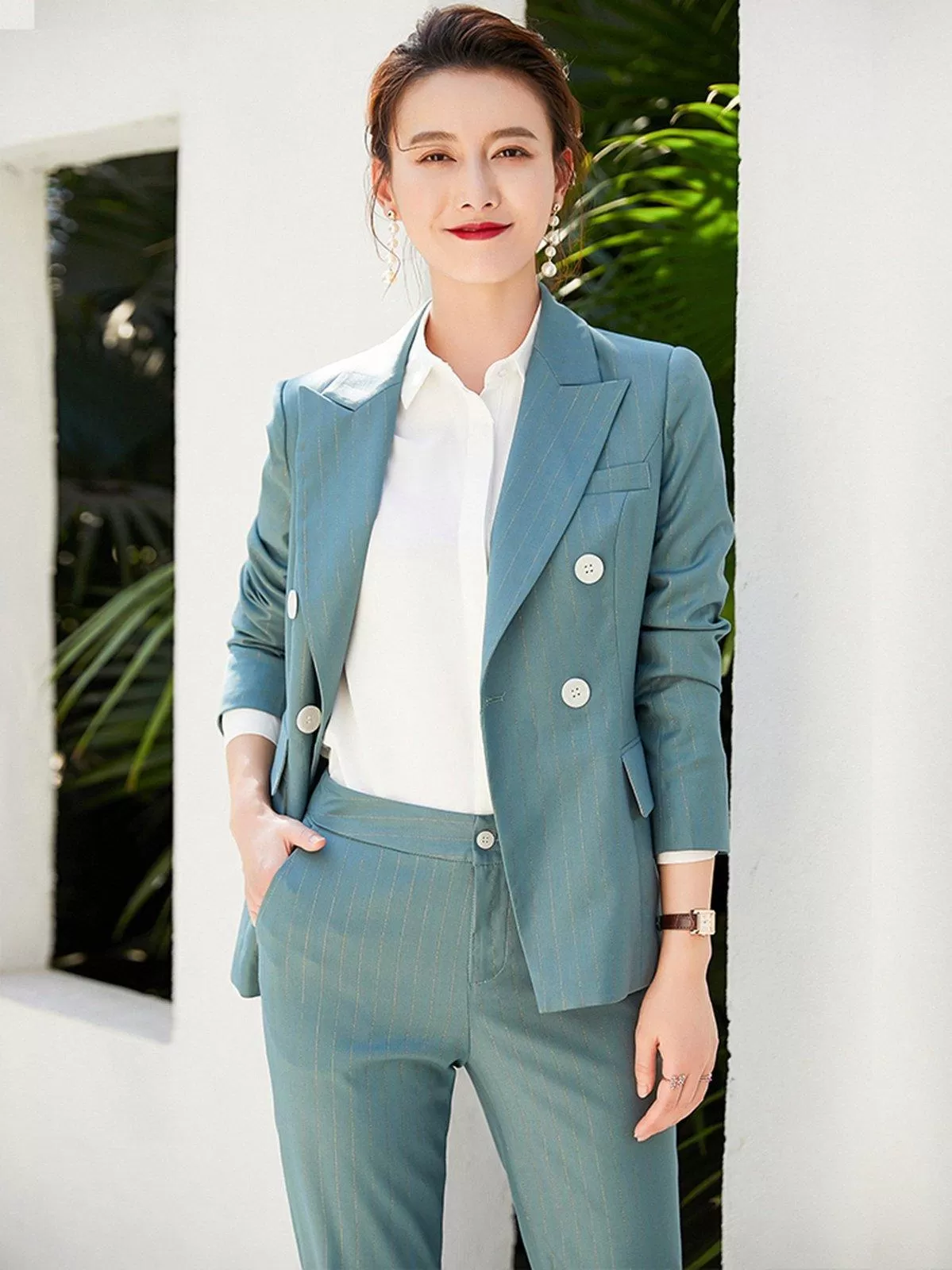 Charlene Double Breasted Blazer & Cropped Pant Suit