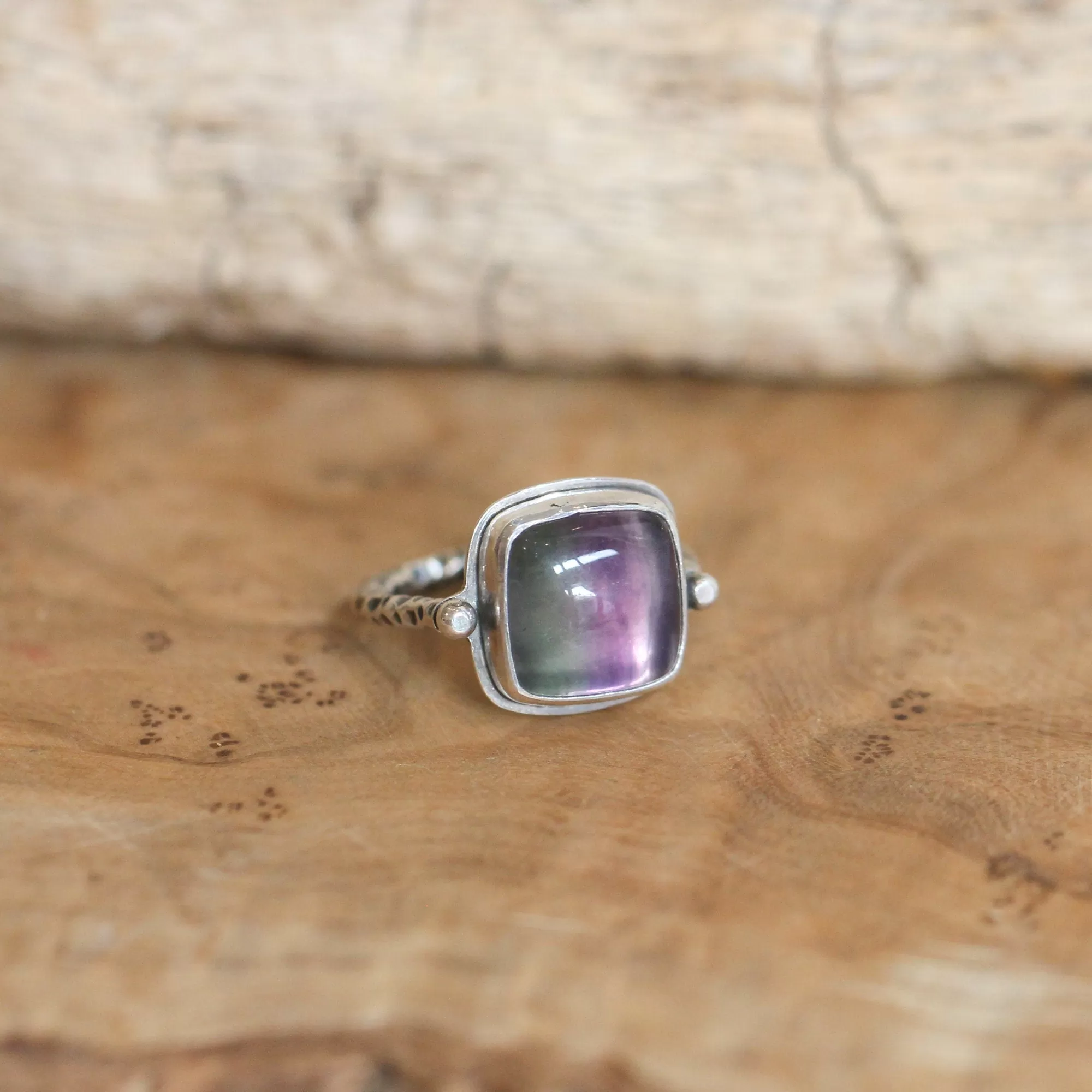 Chelsea Ring -  Fluorite Ring - .925 Sterling Silver - Silversmith Ring - Multi-color Fluorite