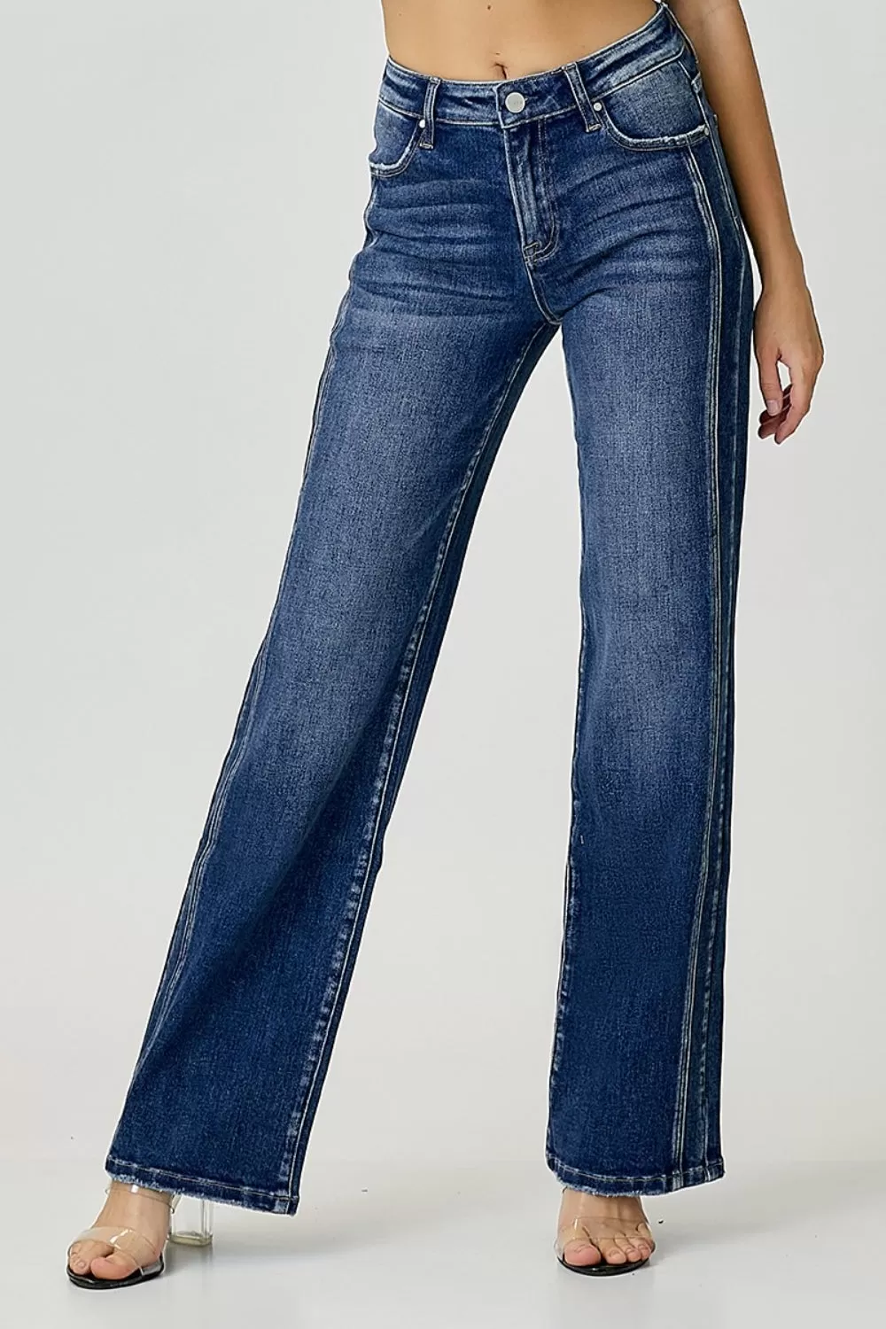 Classic Blue Mid Rise Straight Jeans