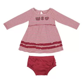 Colosseum Girls Crimson and White Striped  Holiday Dress Set