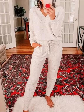 Comfy Beige Knit Lounge Wear Set for Ladies