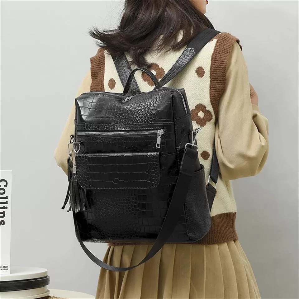 Cool Pu Leather Backpack for College Students - QC443