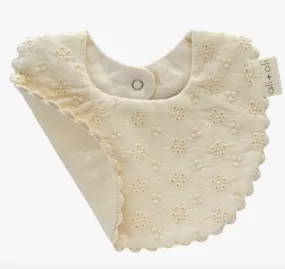 Cotton Baby Bib Double-Sided (Eyelet Flowers)