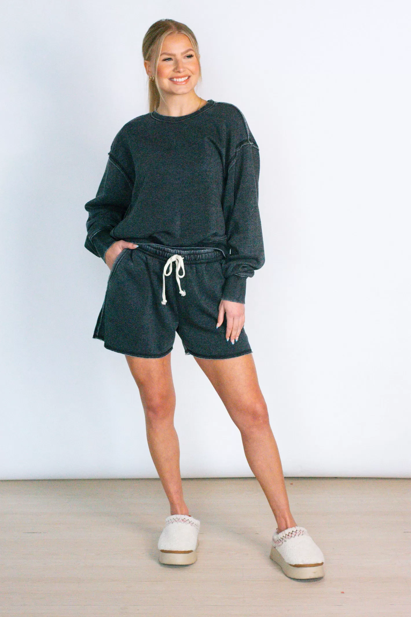 Cozy Forecast Black Lounge Short