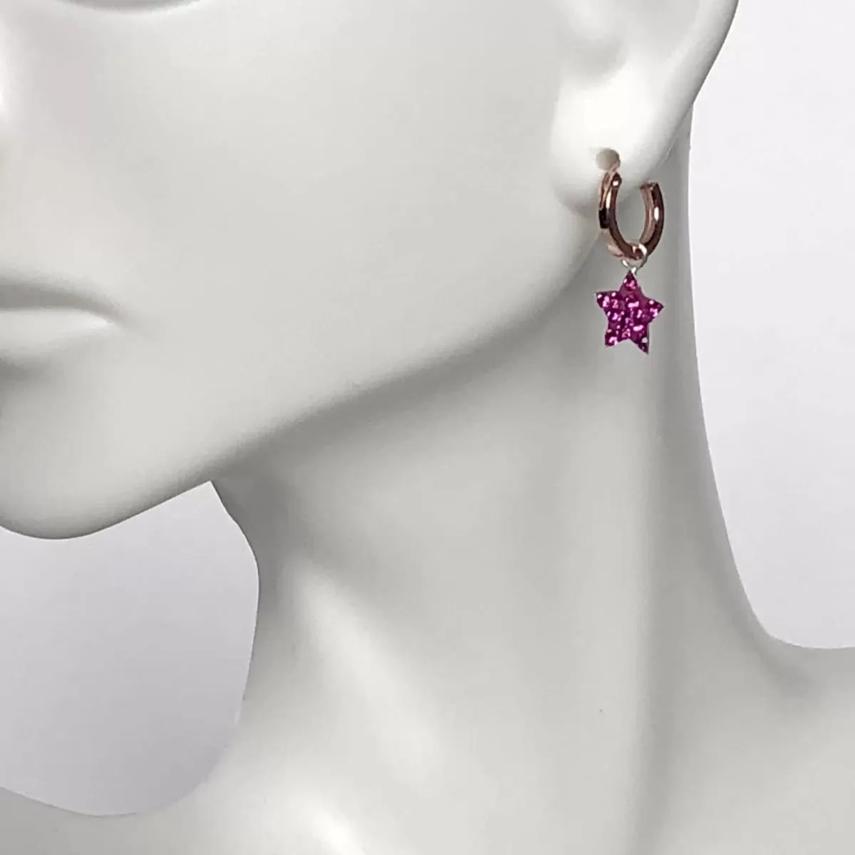 CZ Star Necklace, Constellation Jewelry, Cartilage Hoops, Rose Gold Star Charm, Small Hoop Earrings, Tiny Crystal Charms, G8