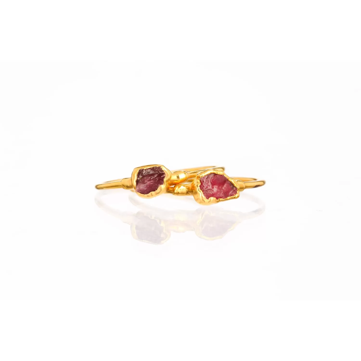 Dainty Raw Ruby Ring in Yellow Gold