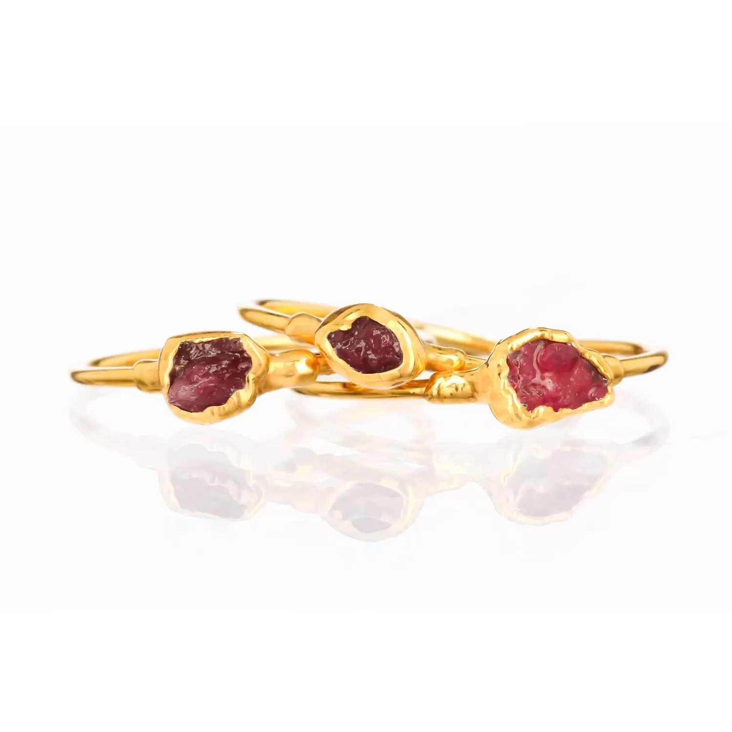 Dainty Raw Ruby Ring in Yellow Gold