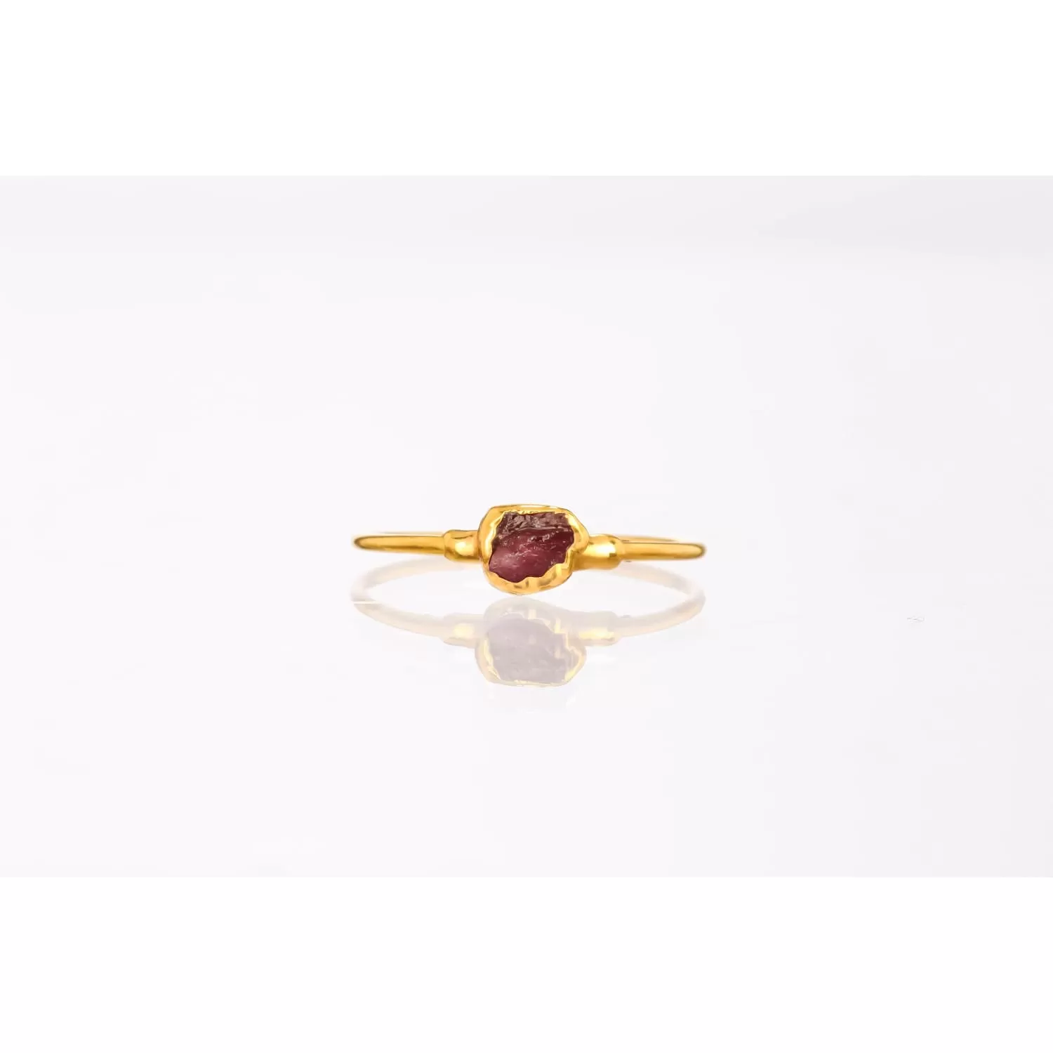 Dainty Raw Ruby Ring in Yellow Gold