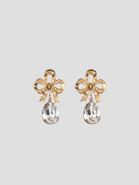 Eloise Crystal Gold Plated Bow Stud Earrings