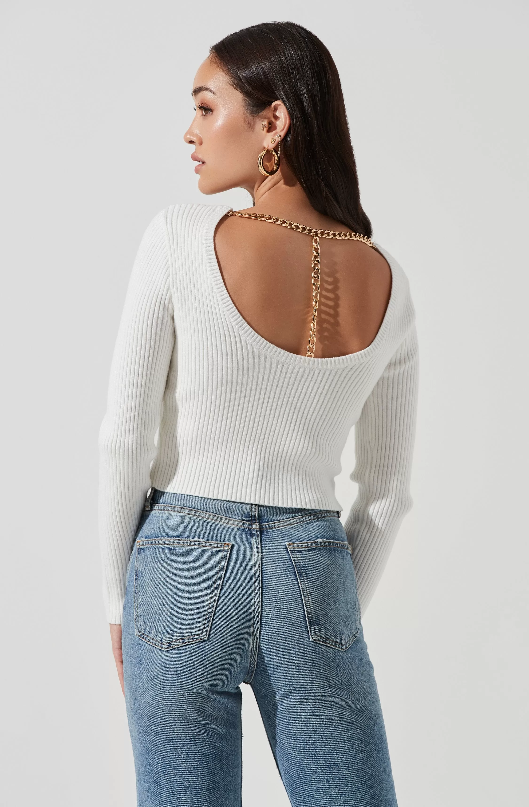 Elson Open Back Chain Detail Sweater