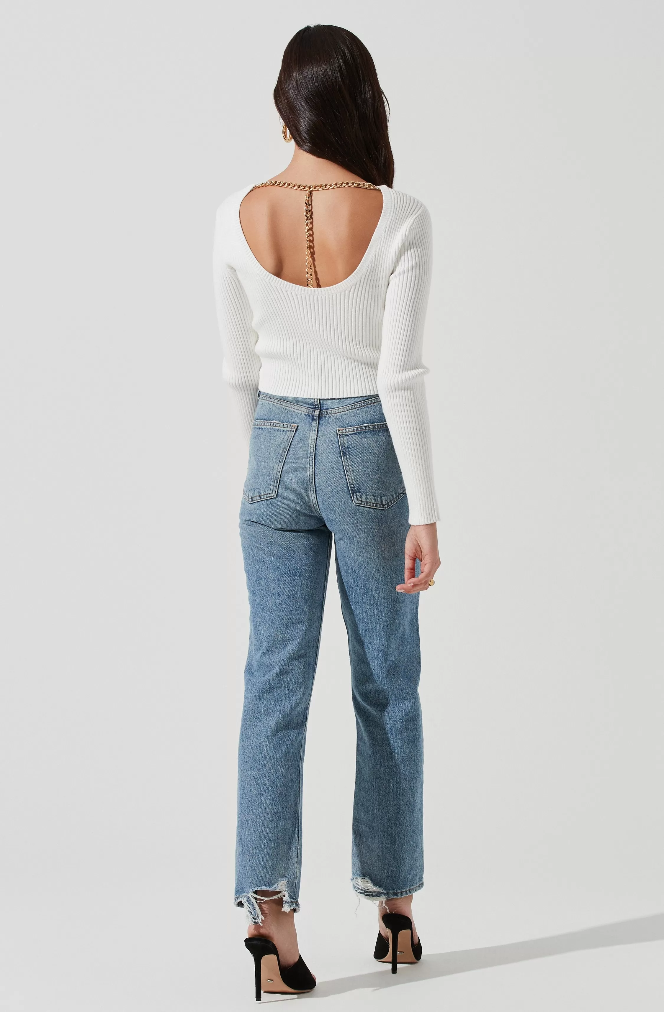 Elson Open Back Chain Detail Sweater