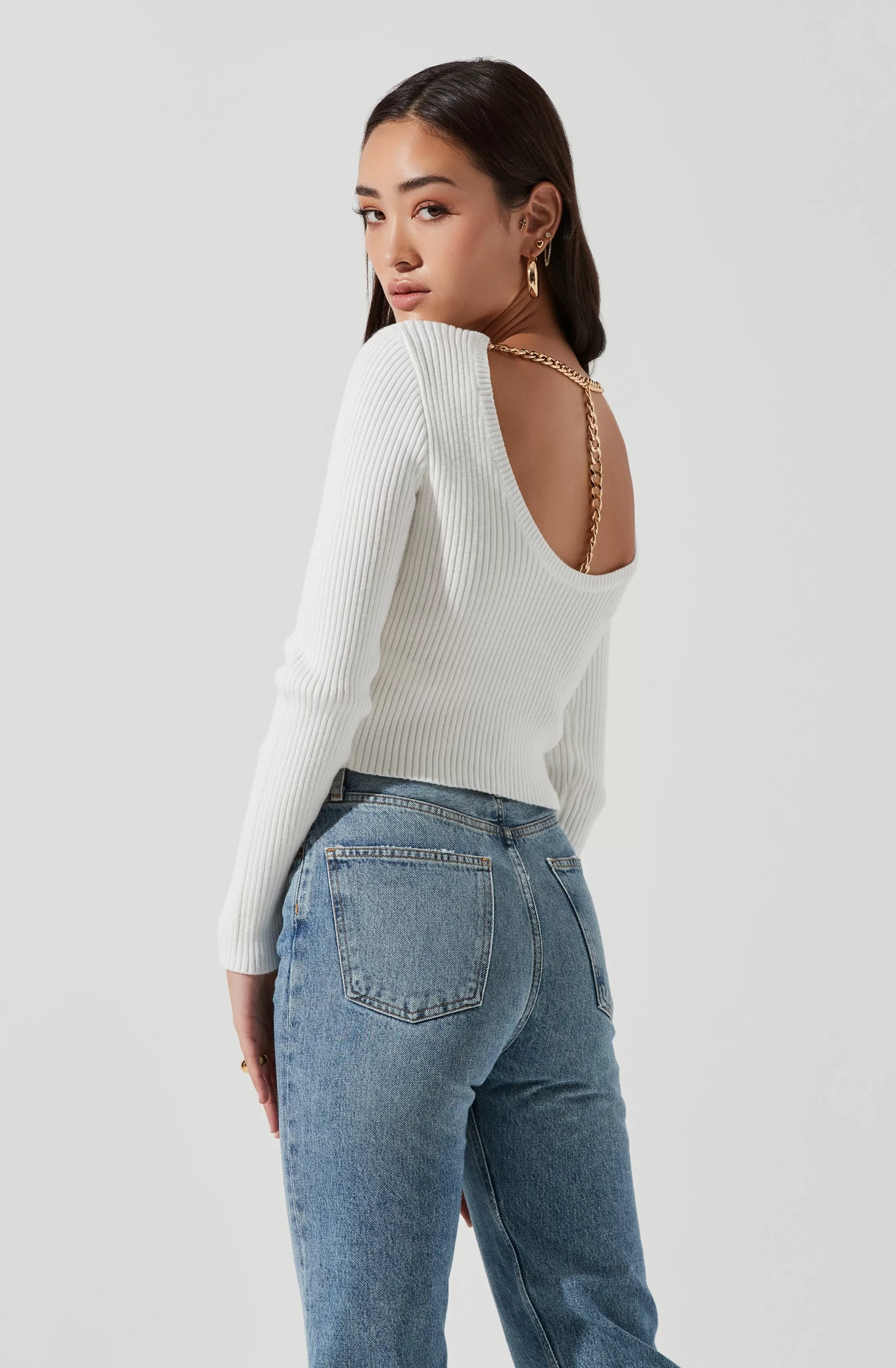 Elson Open Back Chain Detail Sweater