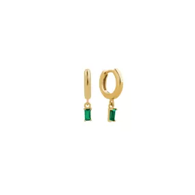 Emerald Baguette Hoop Earrings