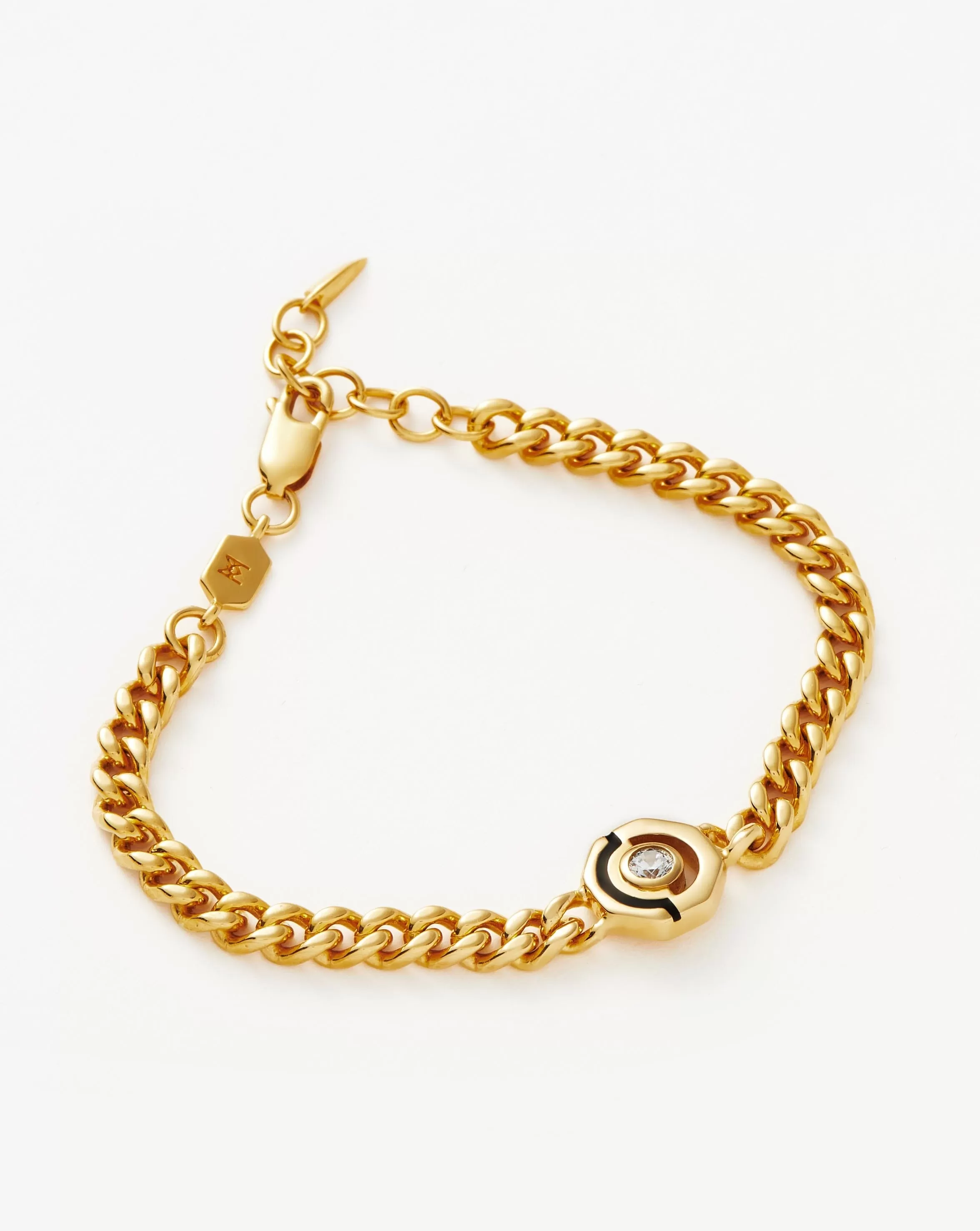 Enamel & Stone Byline Hex Charm Bracelet | 18ct Gold Plated/Cubic Zirconia